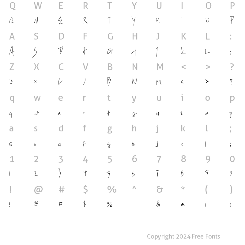 Character Map of Hanyi Senty Meadow Regular