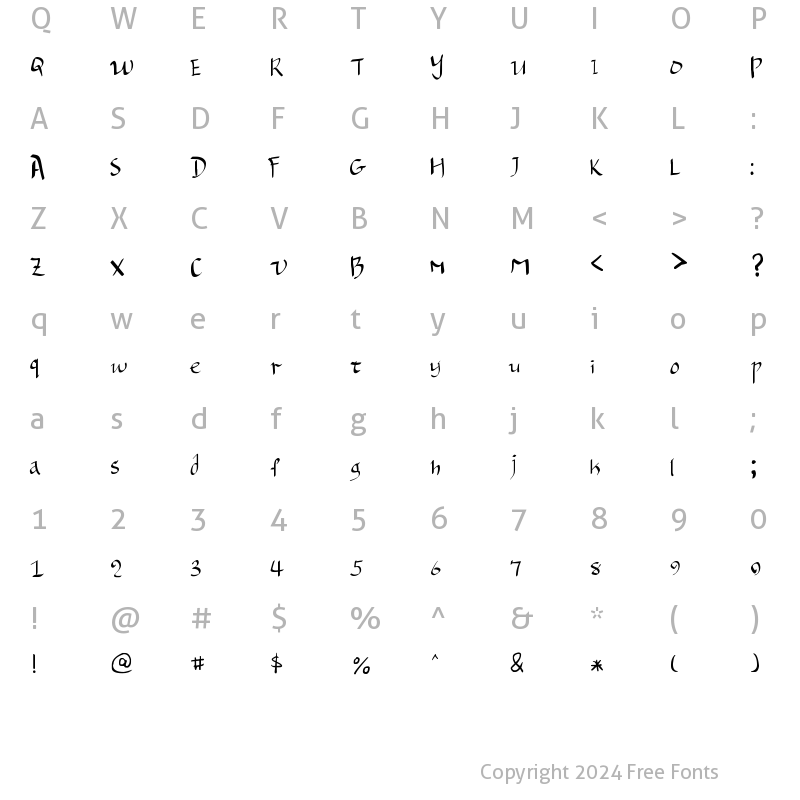 Character Map of Hanyi Senty Vimalakirti Regular