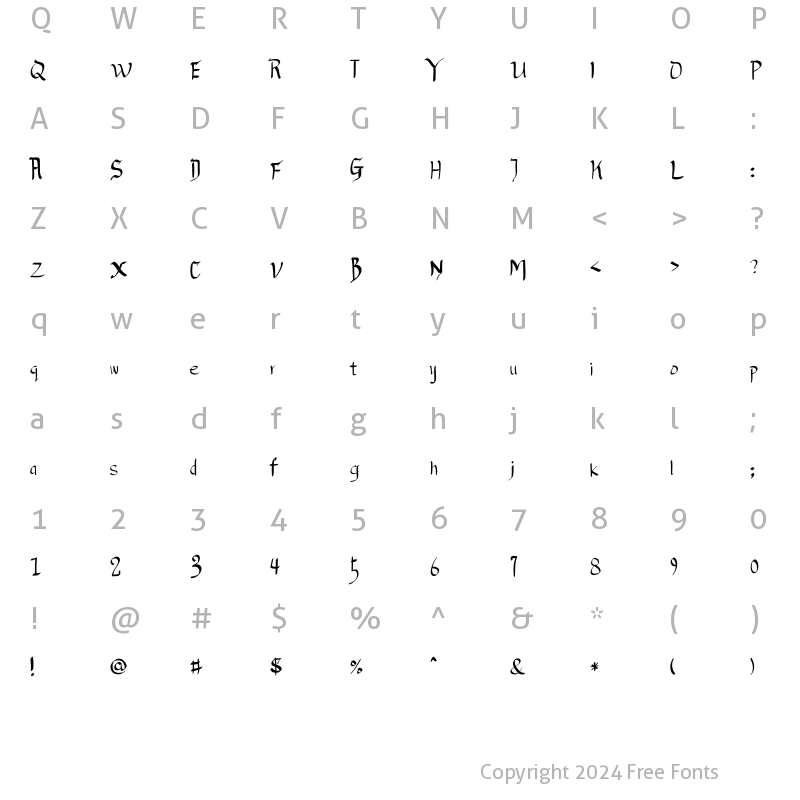 Character Map of Hanyi Senty Yongle Encyclopedia Regular