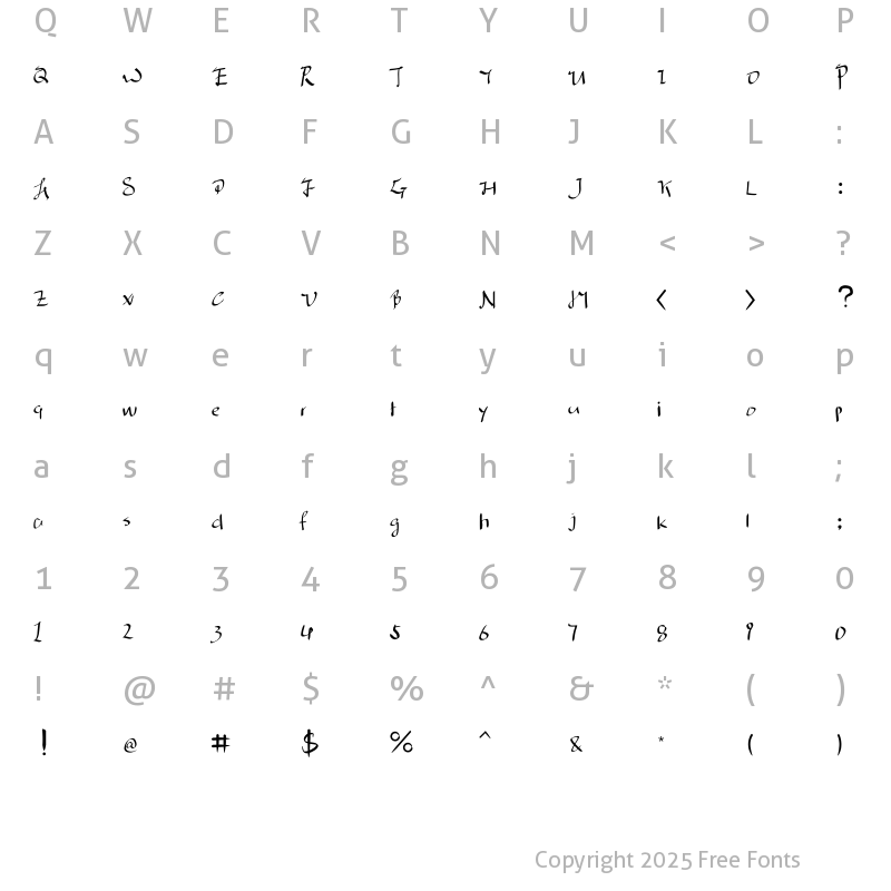 Character Map of HanyiSentyZhangjizhi Regular