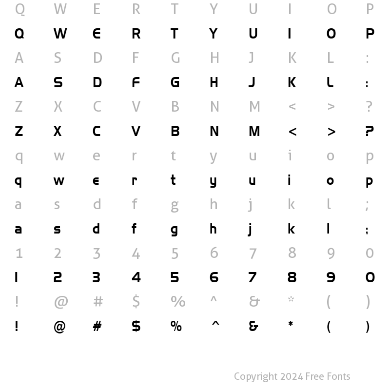 Character Map of Hanzel Condensed Normal