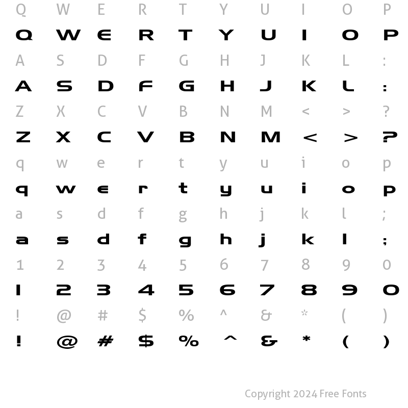 Character Map of Hanzel Extended Normal