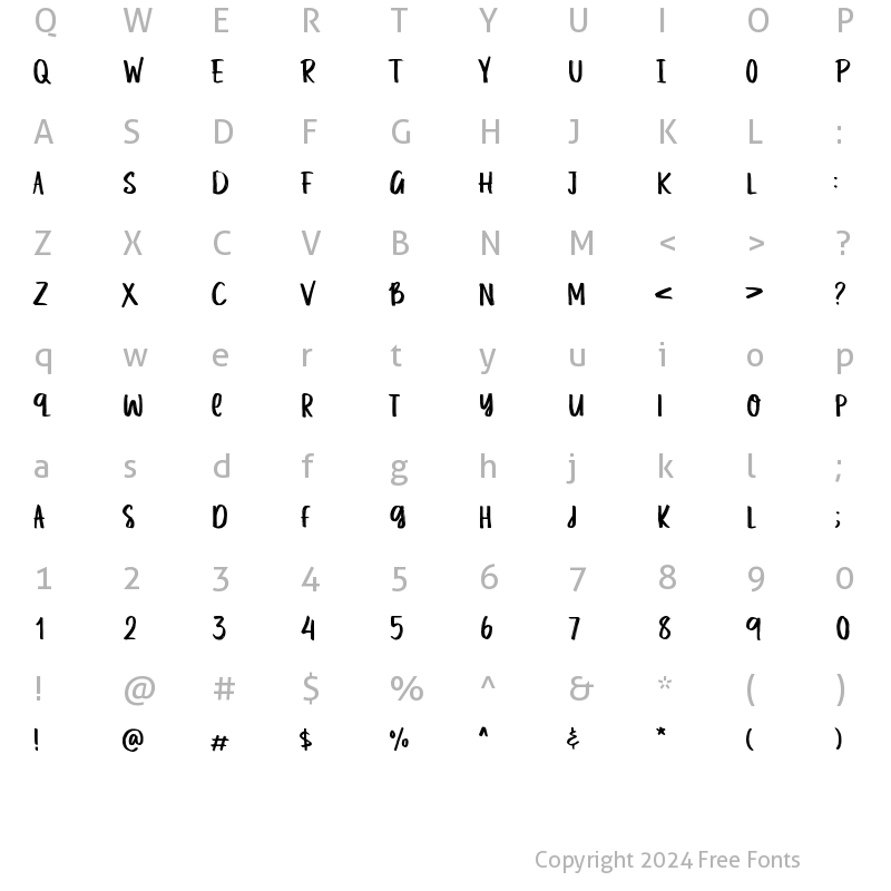 Character Map of Happiness Machine Demo Regular