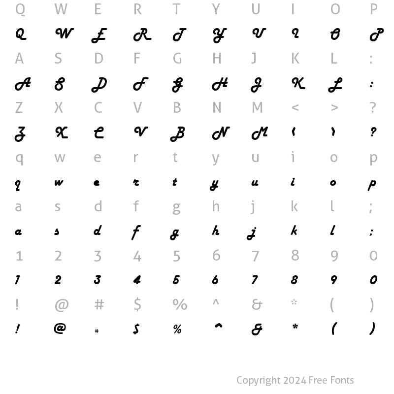 Character Map of Happy Days Regular