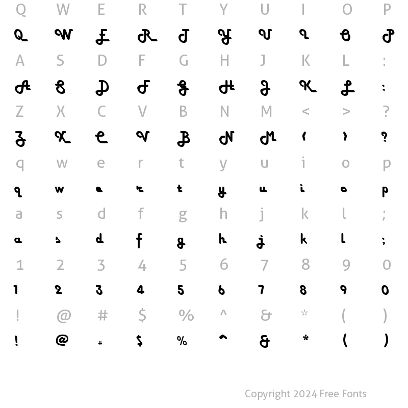 Character Map of Happy Days Upright Regular