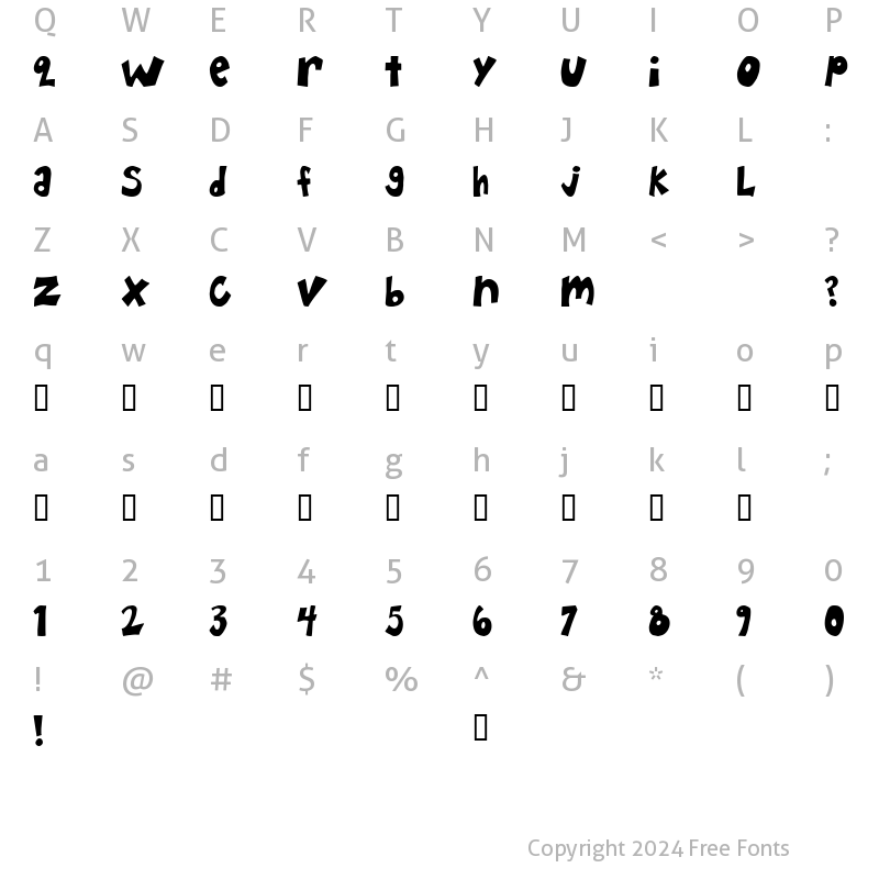 Character Map of Happy Hero Regular