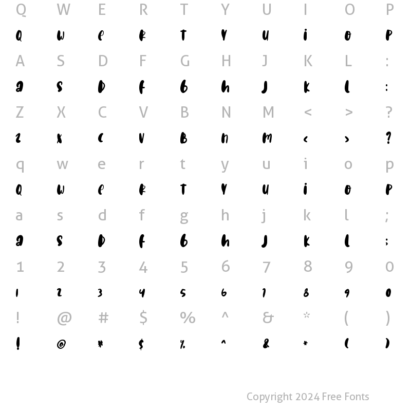 Character Map of Happy Holiday Regular