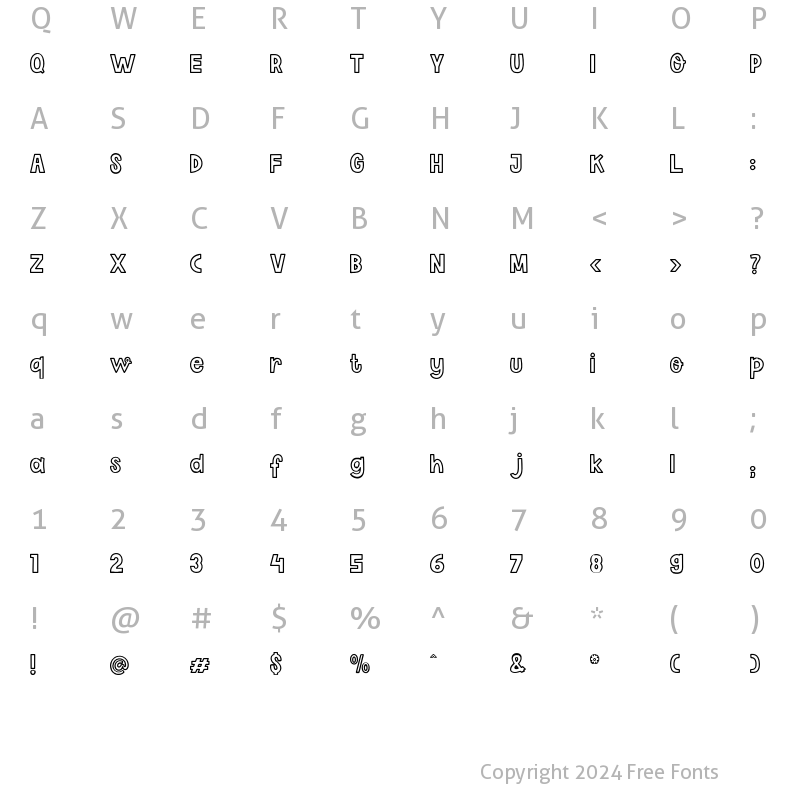 Character Map of Happy House Outline Regular