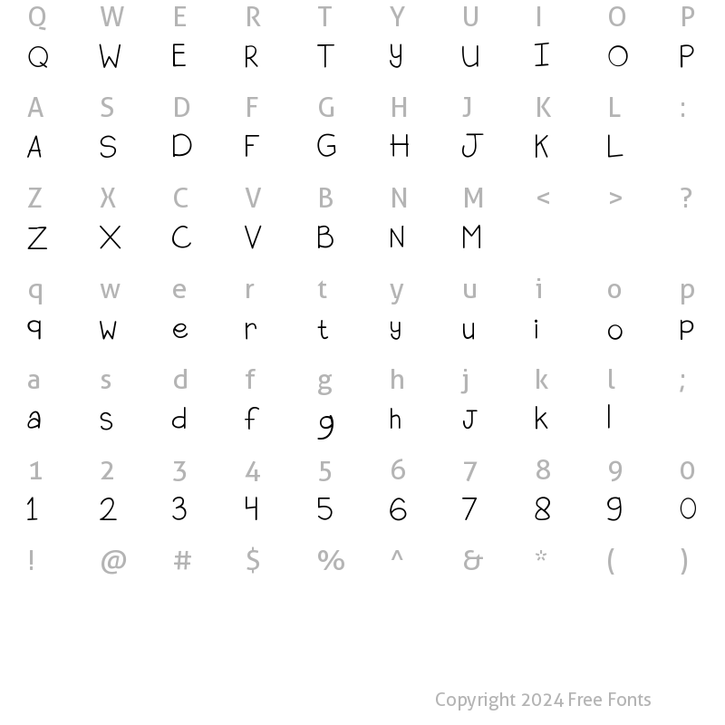 Character Map of Happy Little Soul Regular