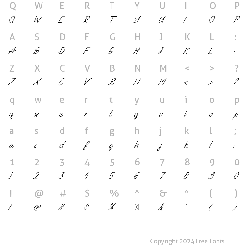 Character Map of Happy Summer Regular