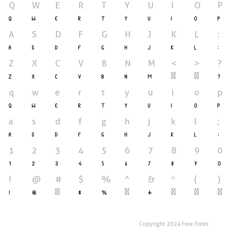 Character Map of Happy Sunday Regular