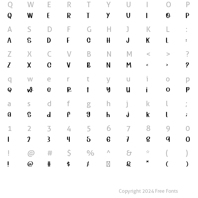 Character Map of Happy Thanksgiving Regular