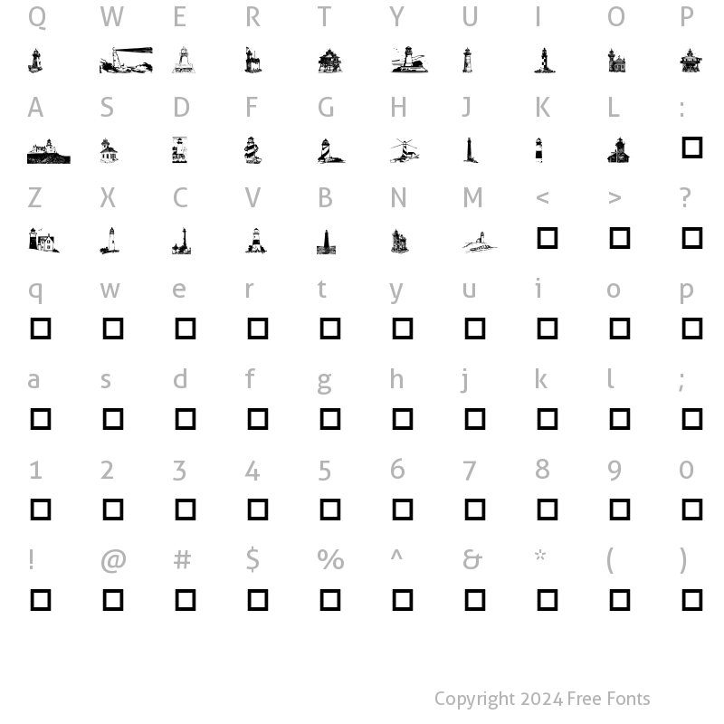 Character Map of Harbour Lights Regular