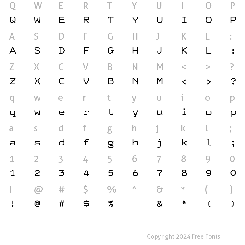 Character Map of HardCase Light Regular