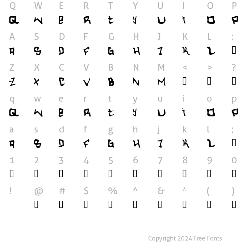 Character Map of Hardcore Regular