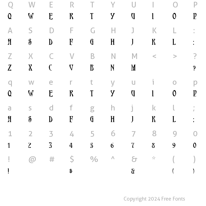 Character Map of HardinCaps Bold