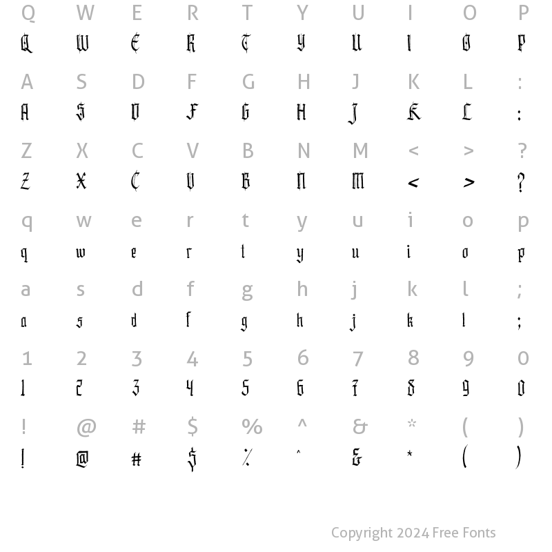 Character Map of Hardinge Regular