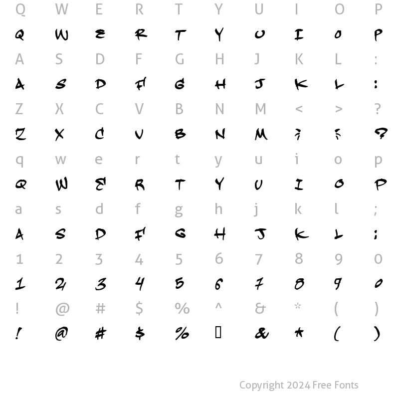 Character Map of Hardkaze Regular