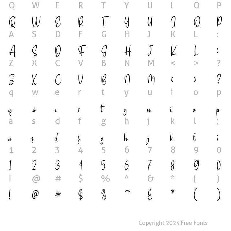 Character Map of Hardline Regular