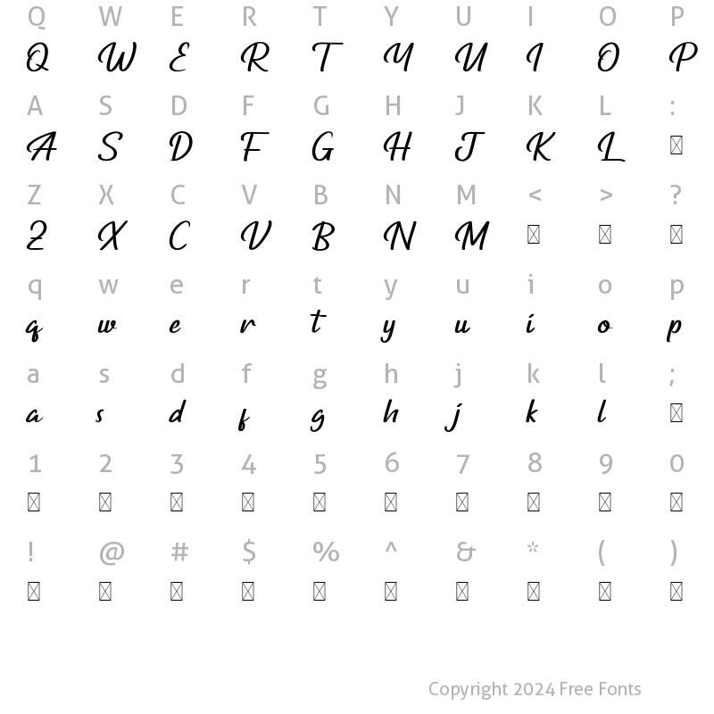 Character Map of Hardstanding Demo Regular