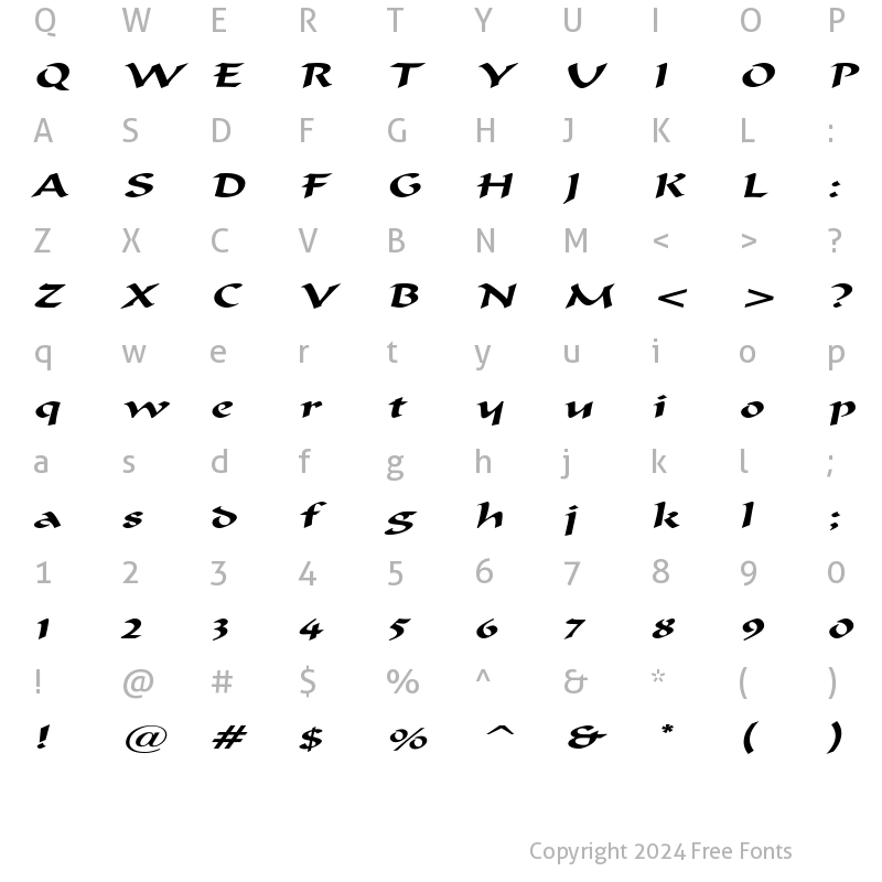 Character Map of HaremExtended Italic