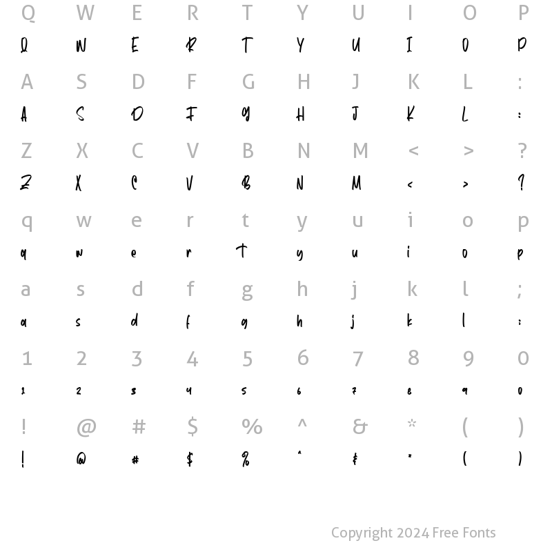 Character Map of Haringtons Regular