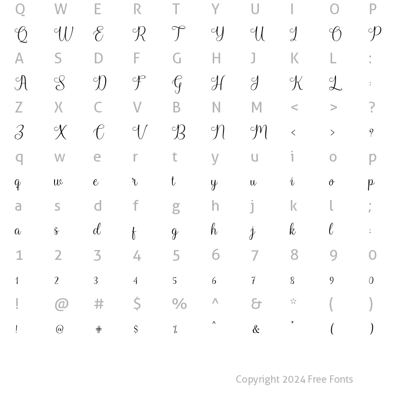 Character Map of Harland Script Regular