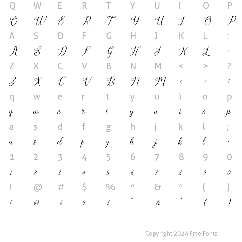 Character Map of Harland Slant Regular