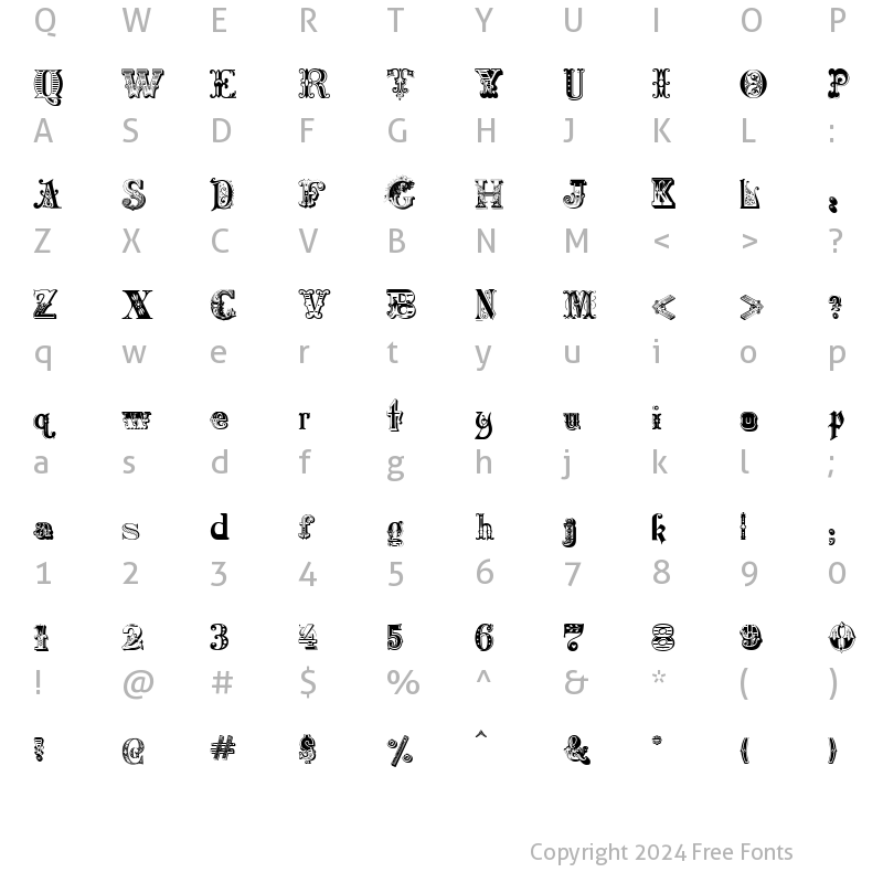 Character Map of Harlequinade Regular