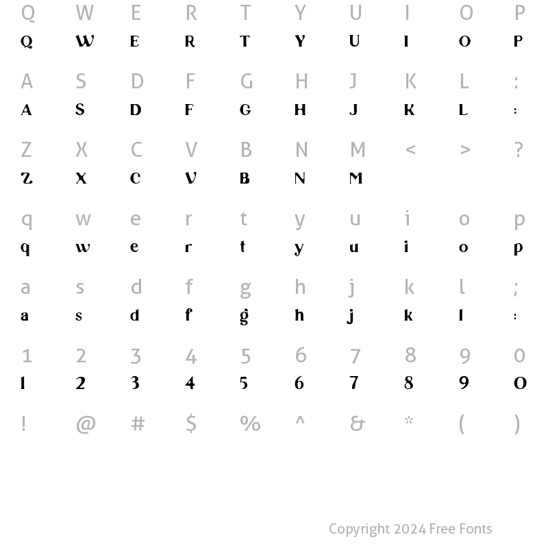 Character Map of Harley Quince Serif Regular