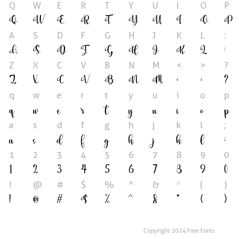 Character Map of Harleyhellen Regular