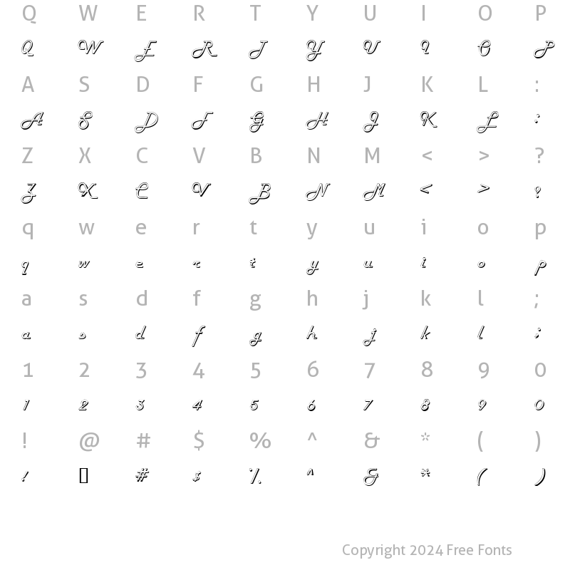 Character Map of HarlonDB Normal