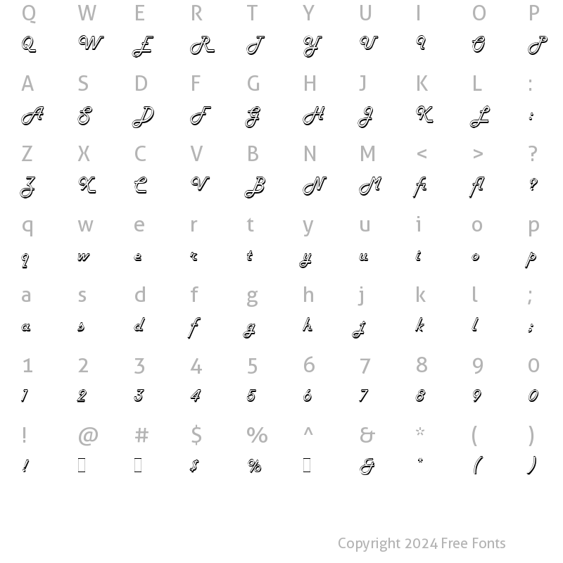 Character Map of Harlow LET Plain