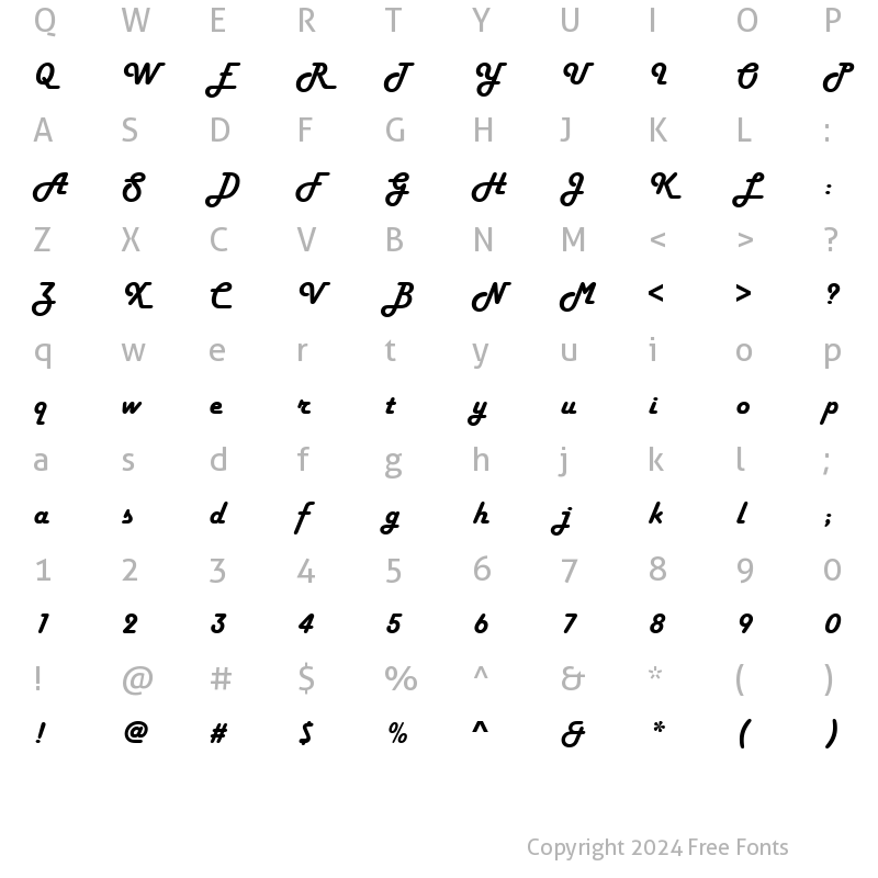 Character Map of Harlow Solid Italic Italic