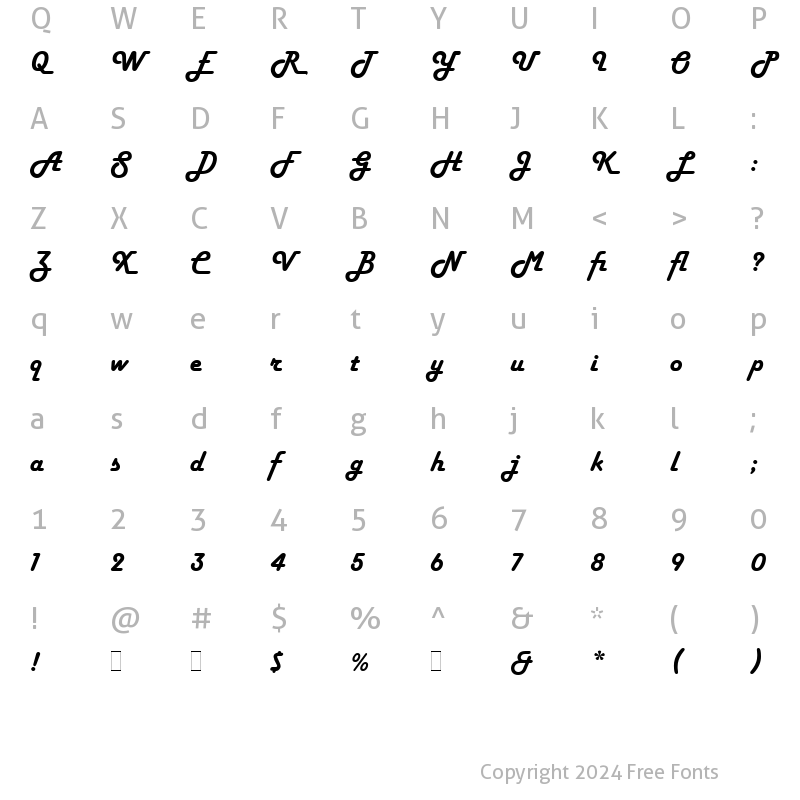 Character Map of Harlow Solid LET Plain