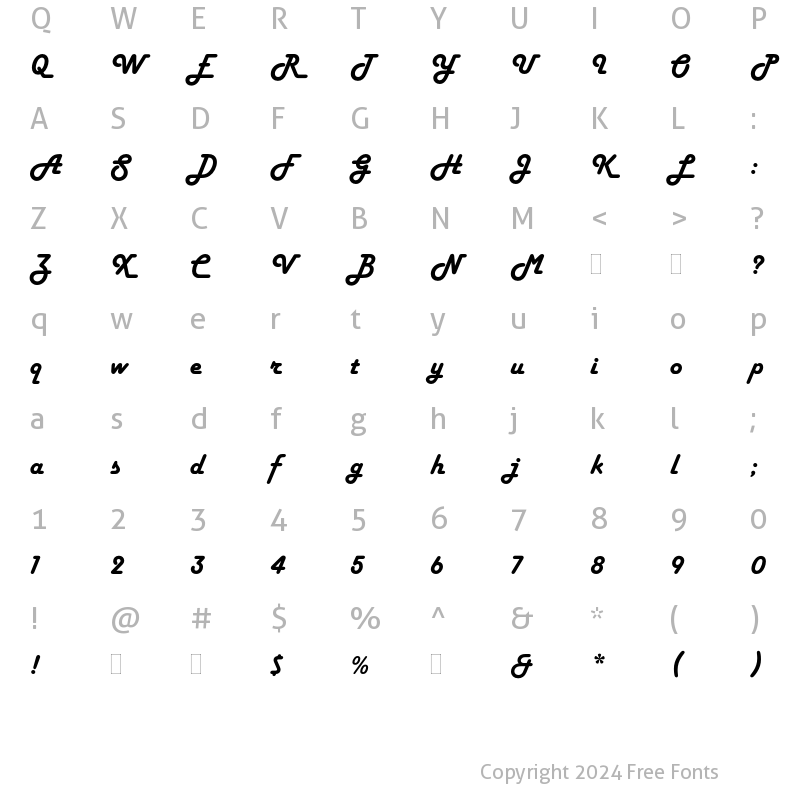 Character Map of Harlow Solid Plain Regular