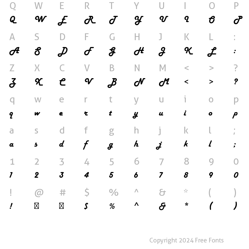 Character Map of Harlow Solid Std Regular