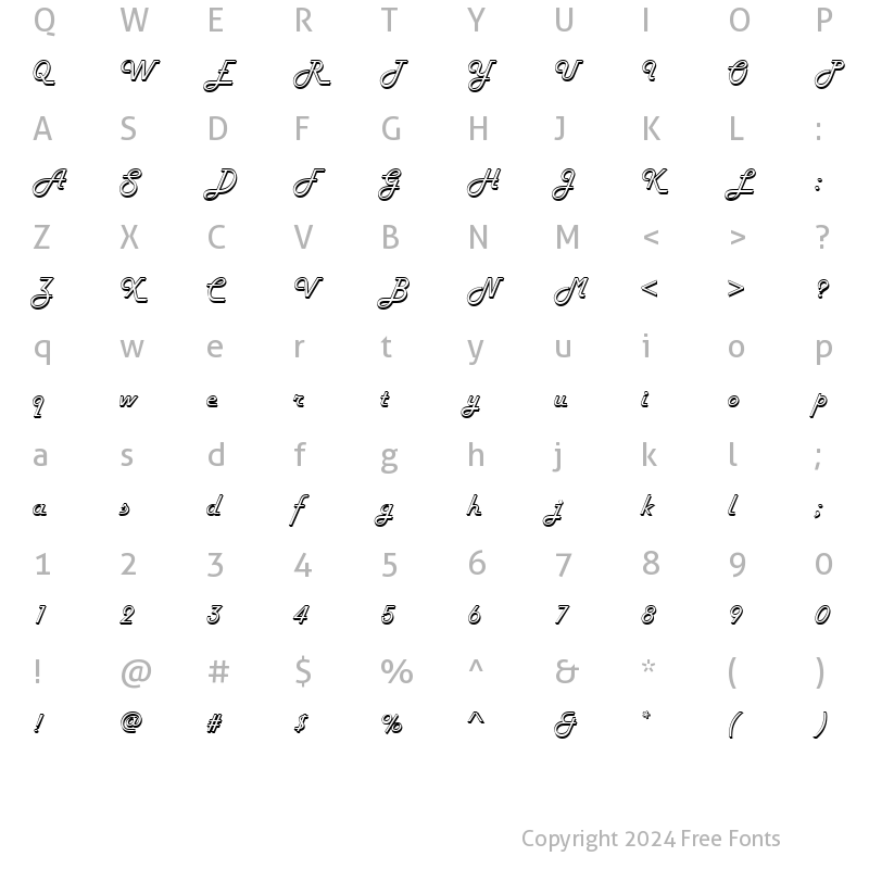 Character Map of HarlowD Regular