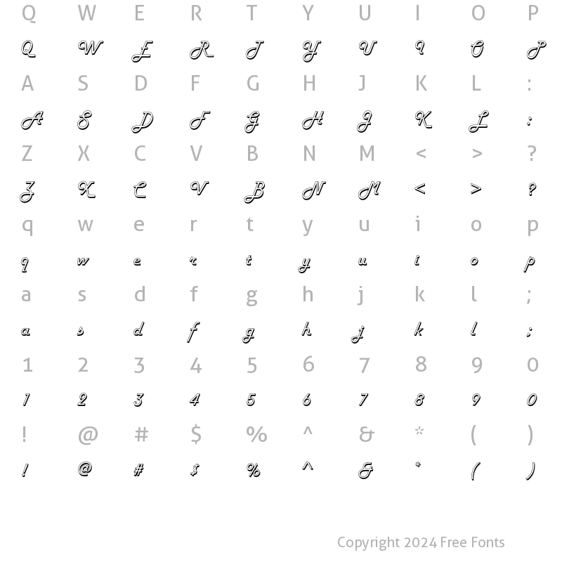 Character Map of HarlowICG Regular