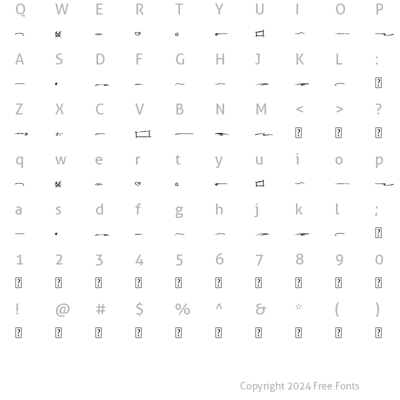 Character Map of Harmonic Script Swash Regular