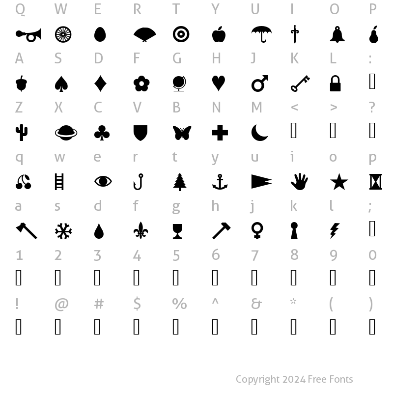 Character Map of Harold's Pips Regular