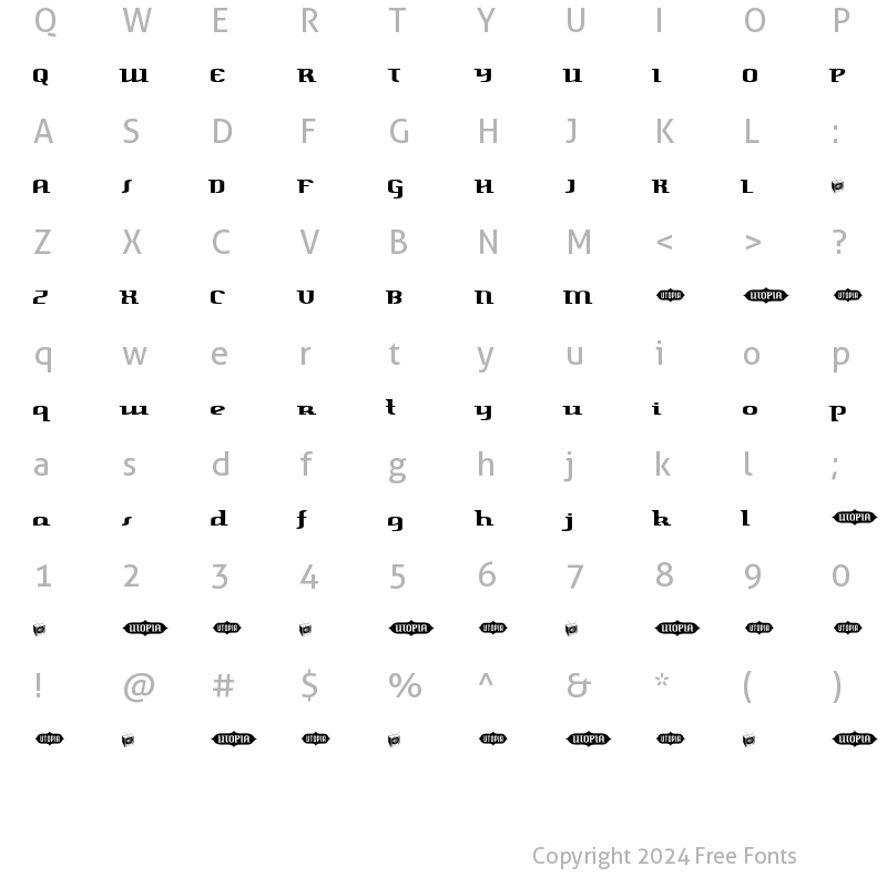 Character Map of Harper Free Version Regular