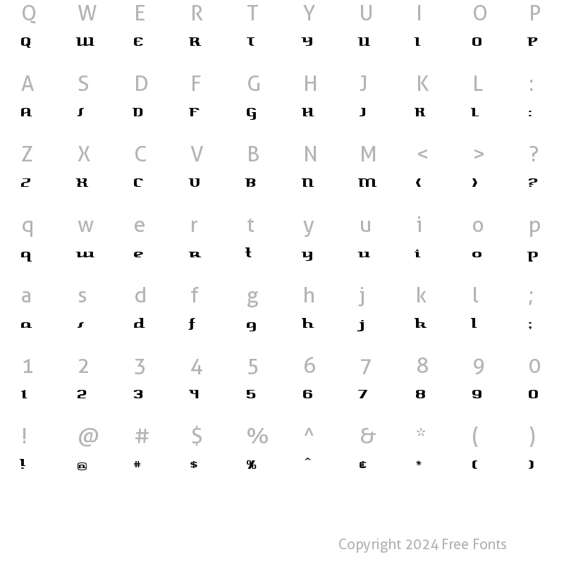 Character Map of Harper Regular