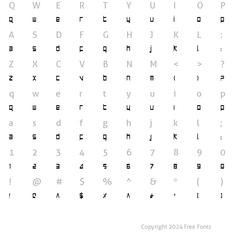 Character Map of Harrier Condensed Condensed