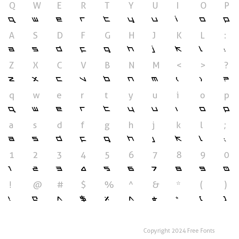 Character Map of Harrier Leftalic Leftalic