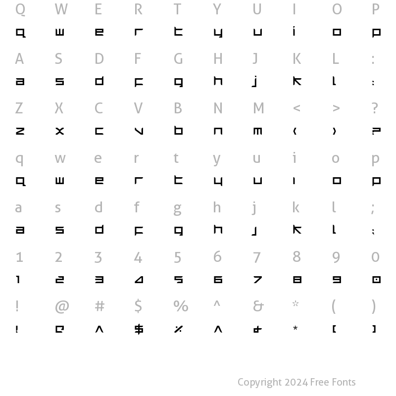 Character Map of Harrier Regular