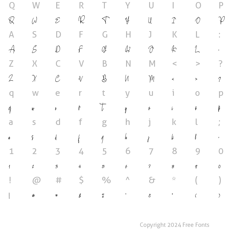 Character Map of Harriesse Regular