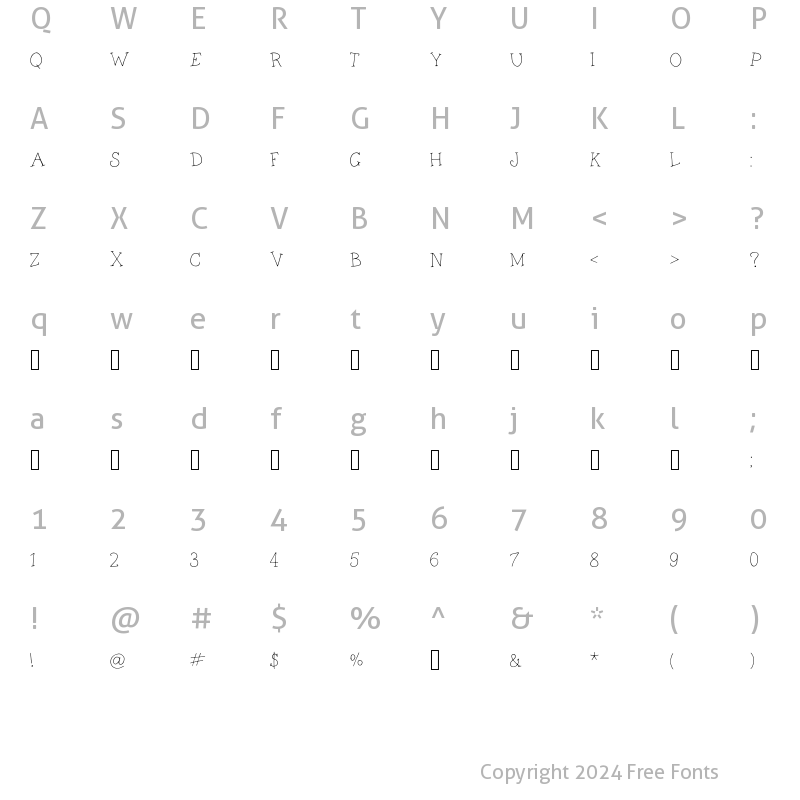 Character Map of Harriet Regular