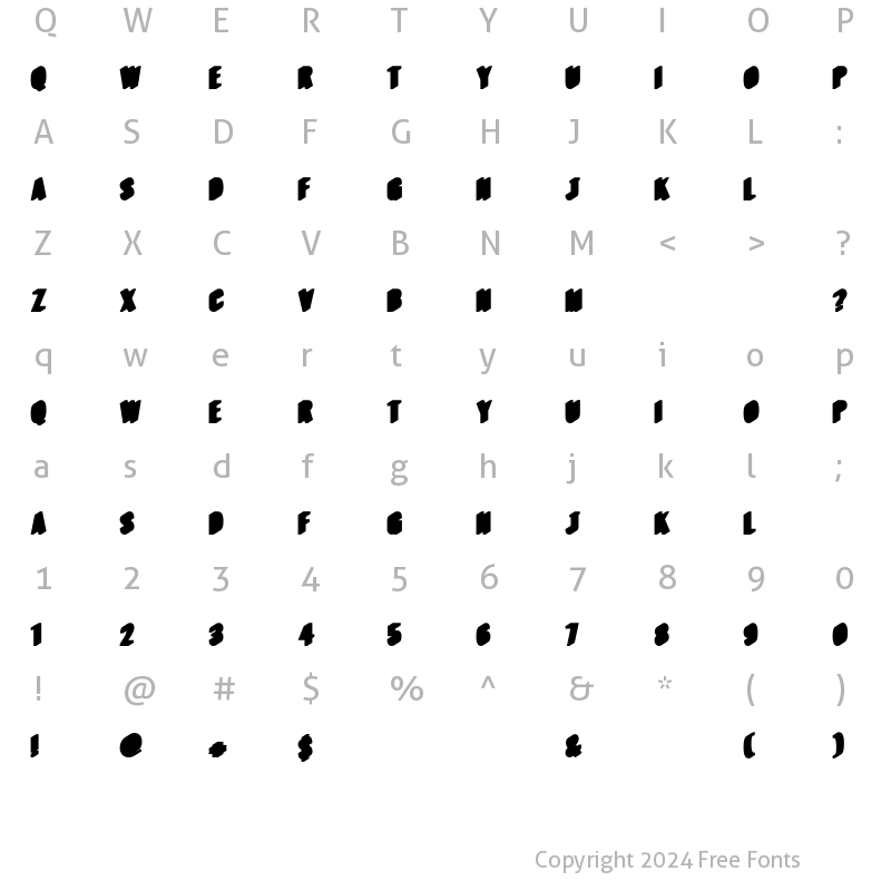 Character Map of Harrington Font - Shadow Regular