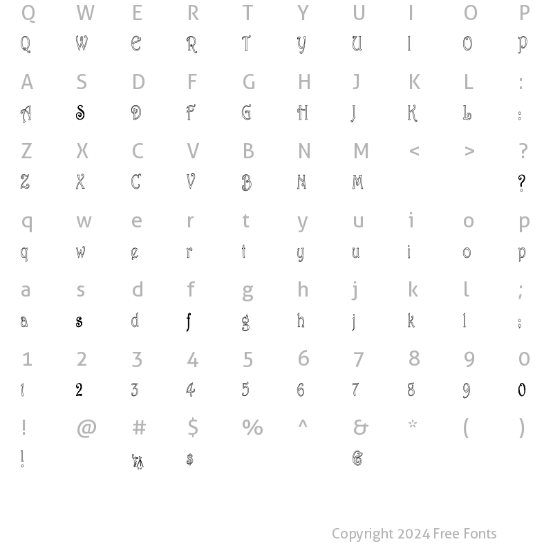 Character Map of HarringtonHC Regular